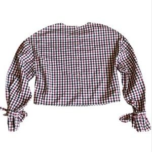 Wilfred Aritzia Gingham Crop Blouse